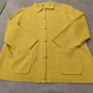 ANNE KLEIN Acrylic/Wool Blend Button Down Collared Cardigan w/Front Pockets  LGE